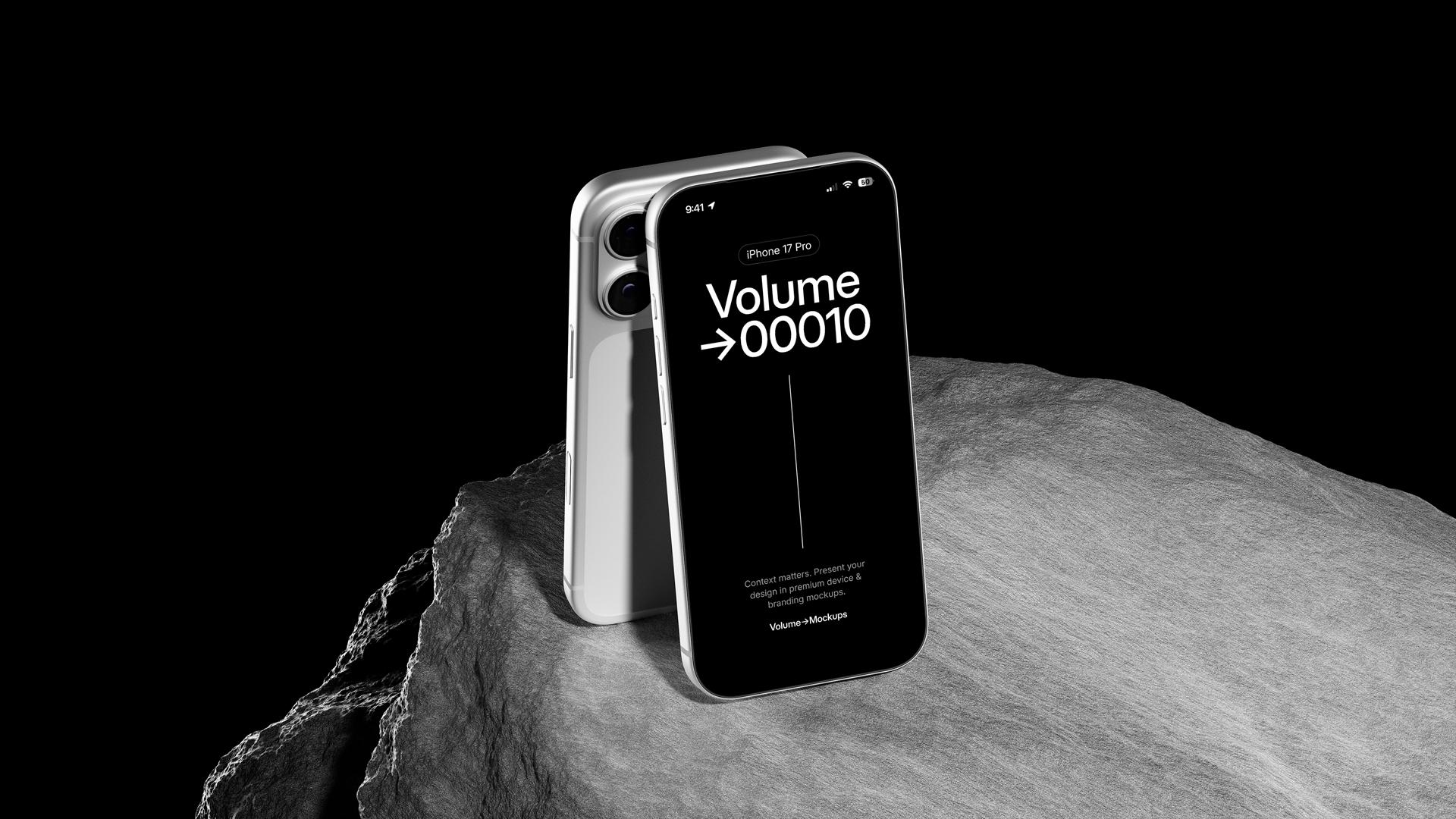 iPhone 17 Pro on Rocks Mockups scene 1