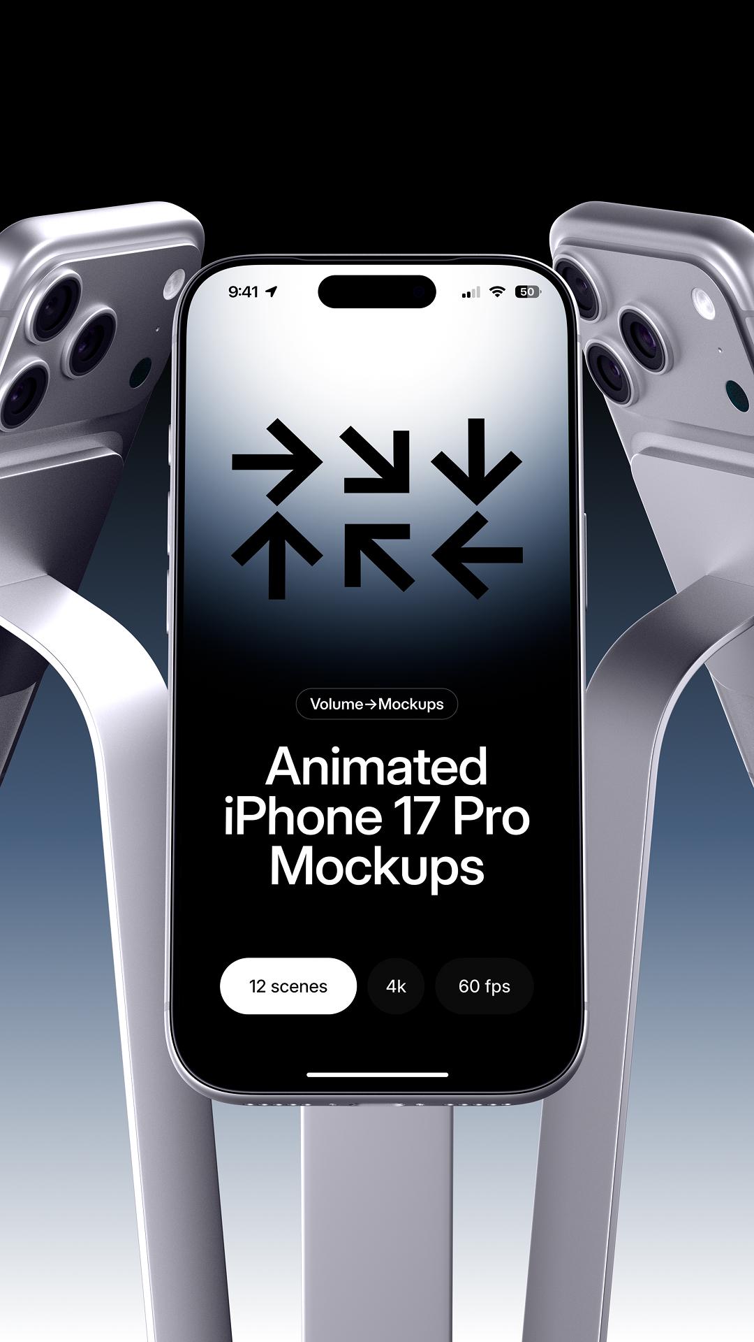 Animated Reels iPhone 17 Pro on Gradient Background scene 1