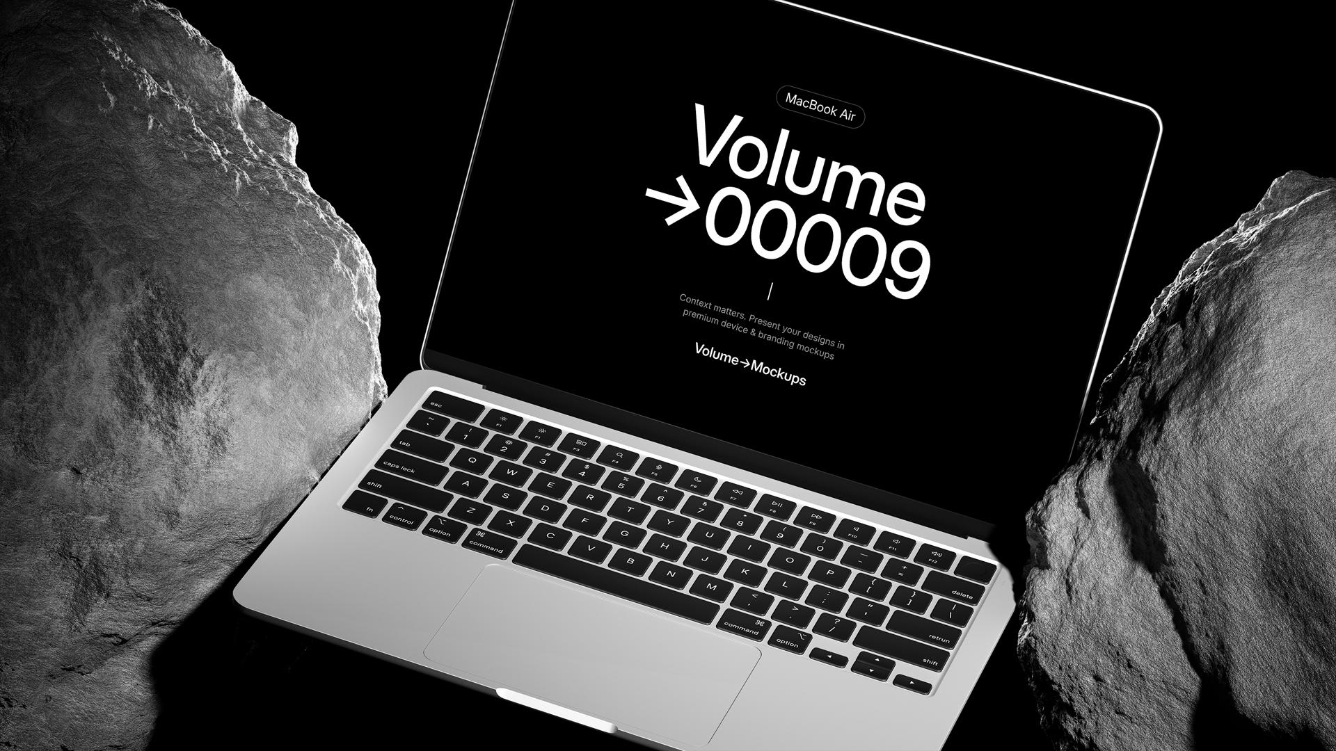 MacBook Air on Rocks Mockups scene 1