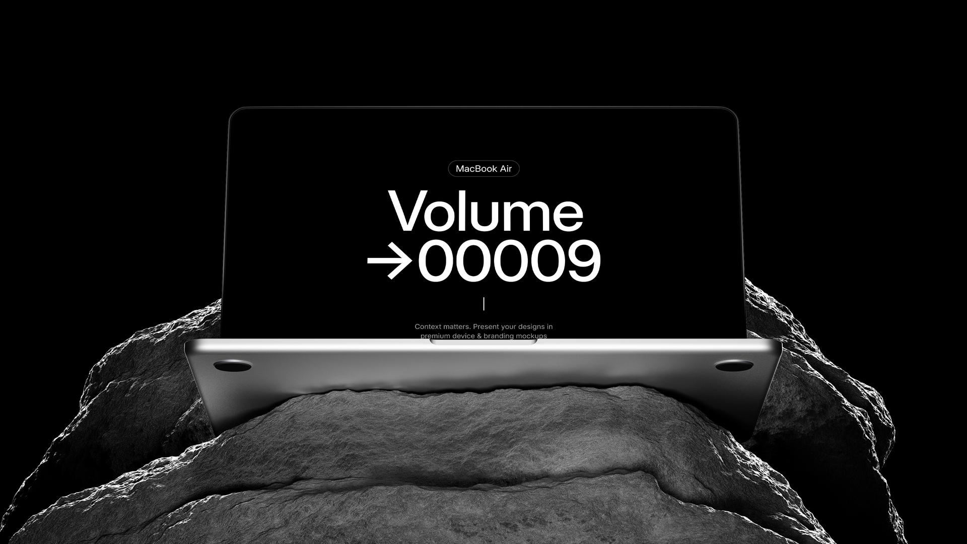 MacBook Air on Rocks Mockups scene 10