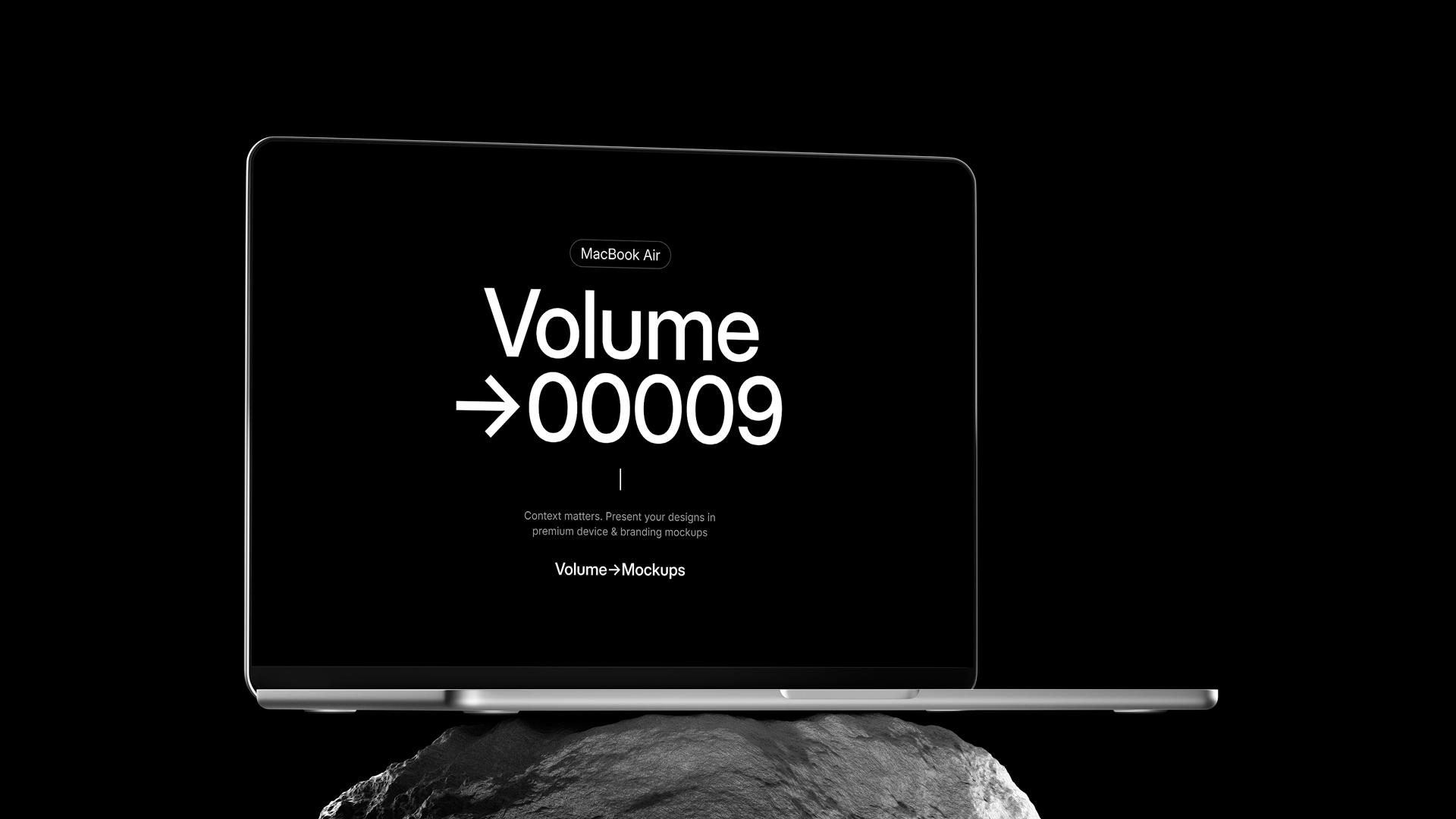 MacBook Air on Rocks Mockups scene 2