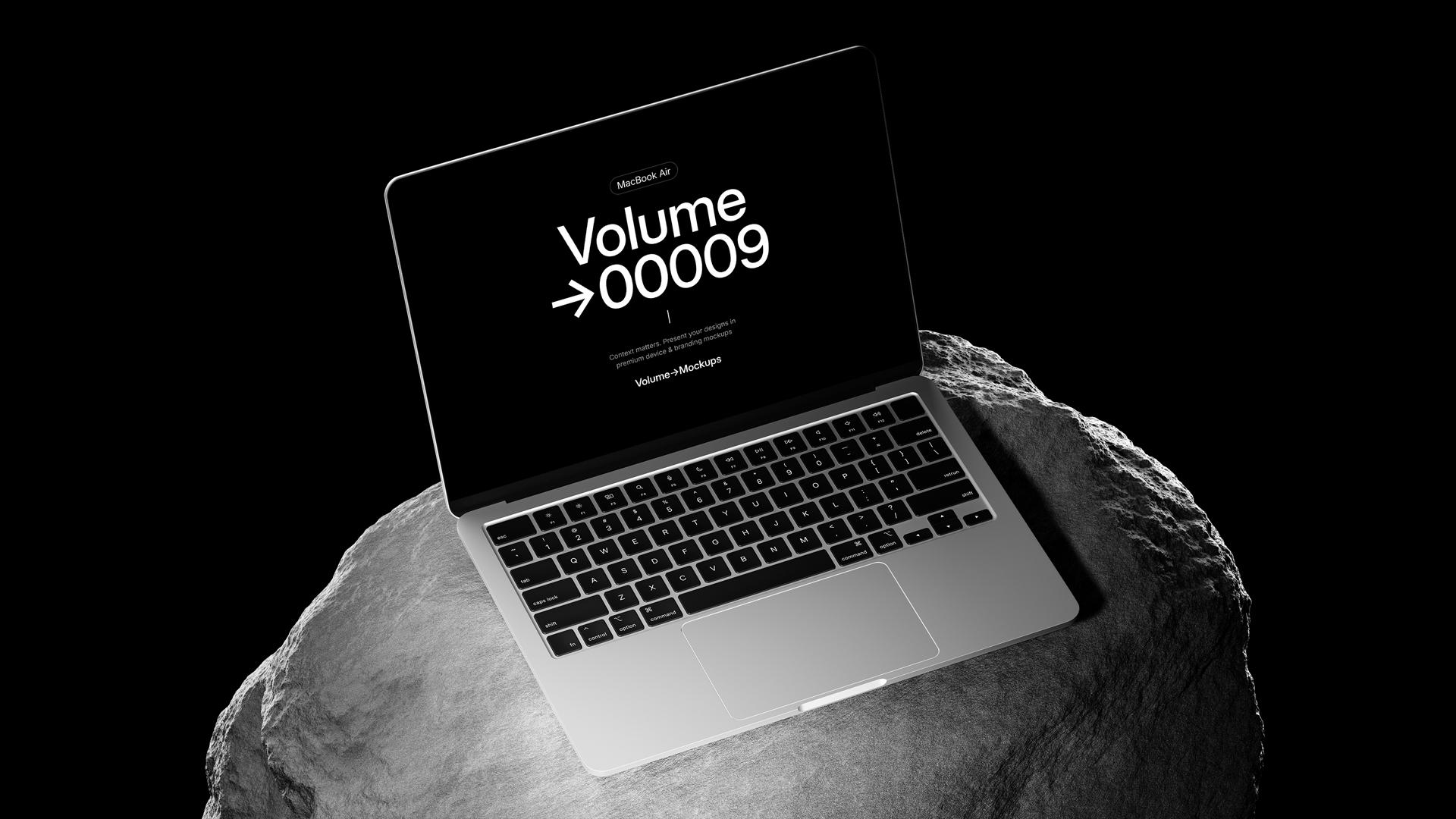 MacBook Air on Rocks Mockups scene 3