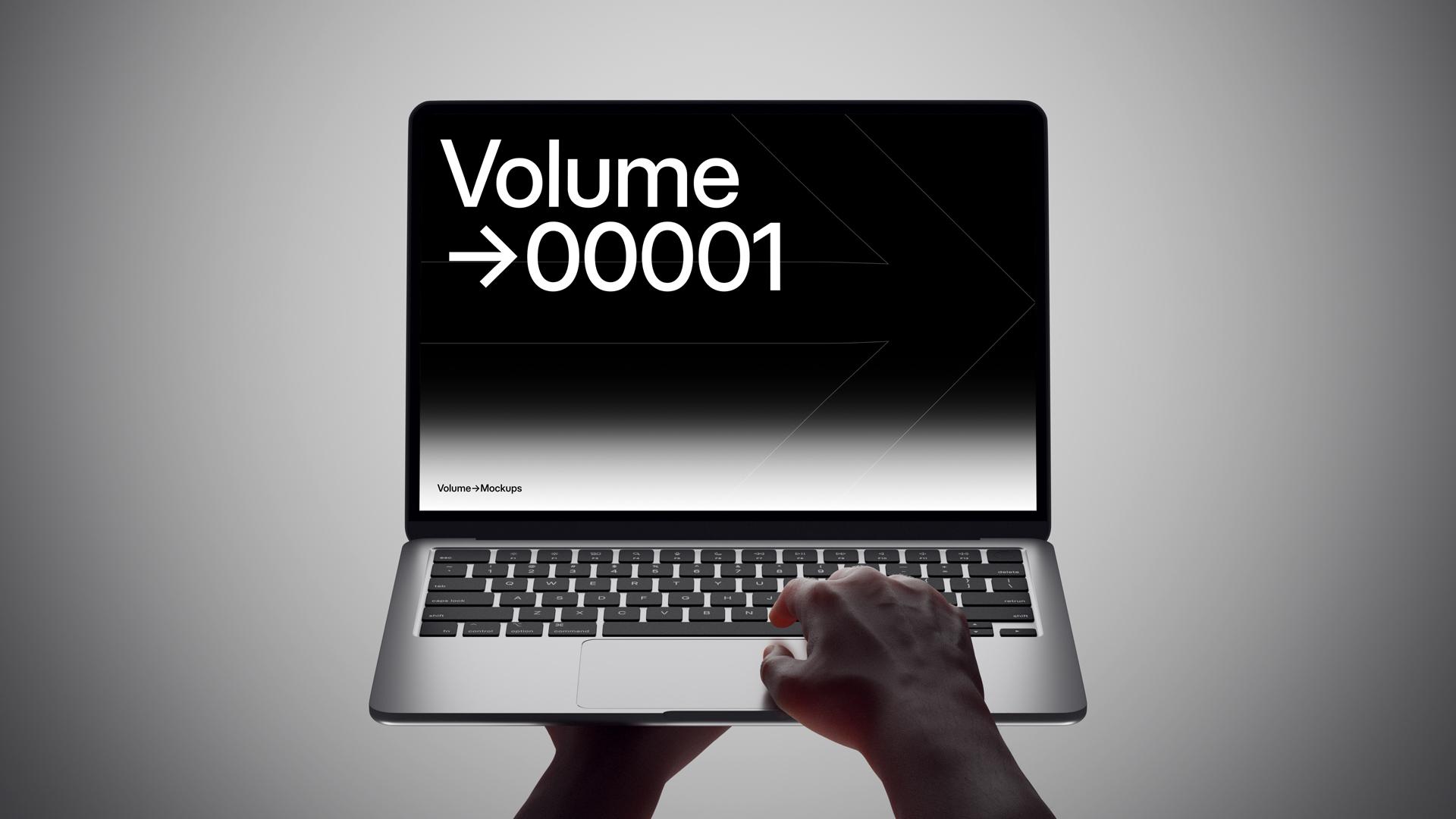 MacBook Mockups in Hands scene 3
