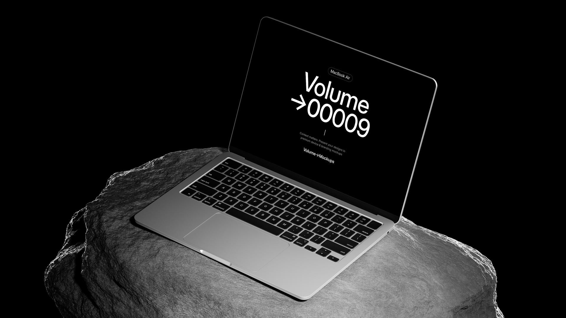 MacBook Air on Rocks Mockups scene 4