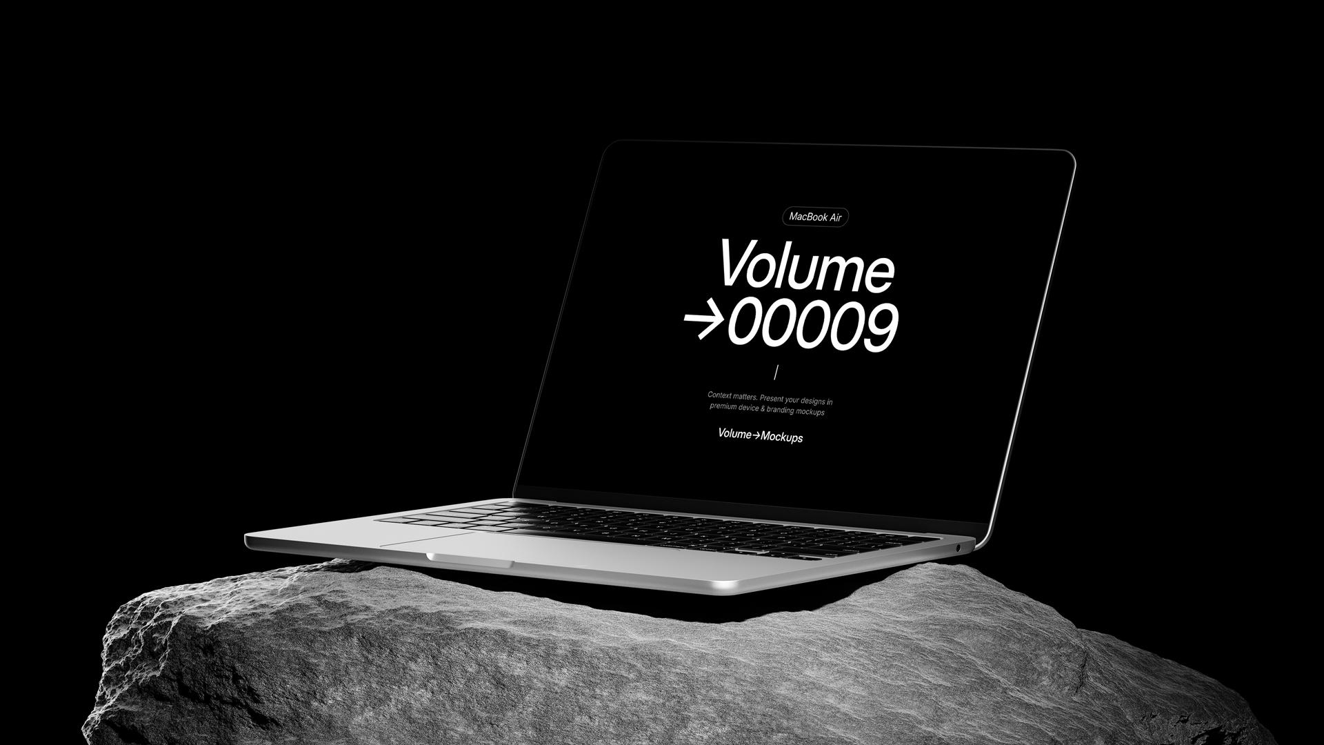 MacBook Air on Rocks Mockups scene 5