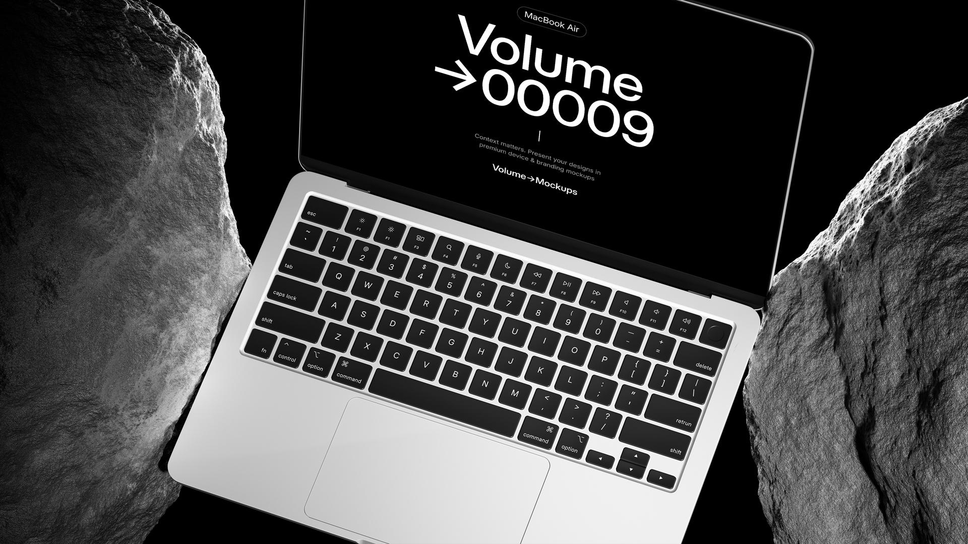 MacBook Air on Rocks Mockups scene 7