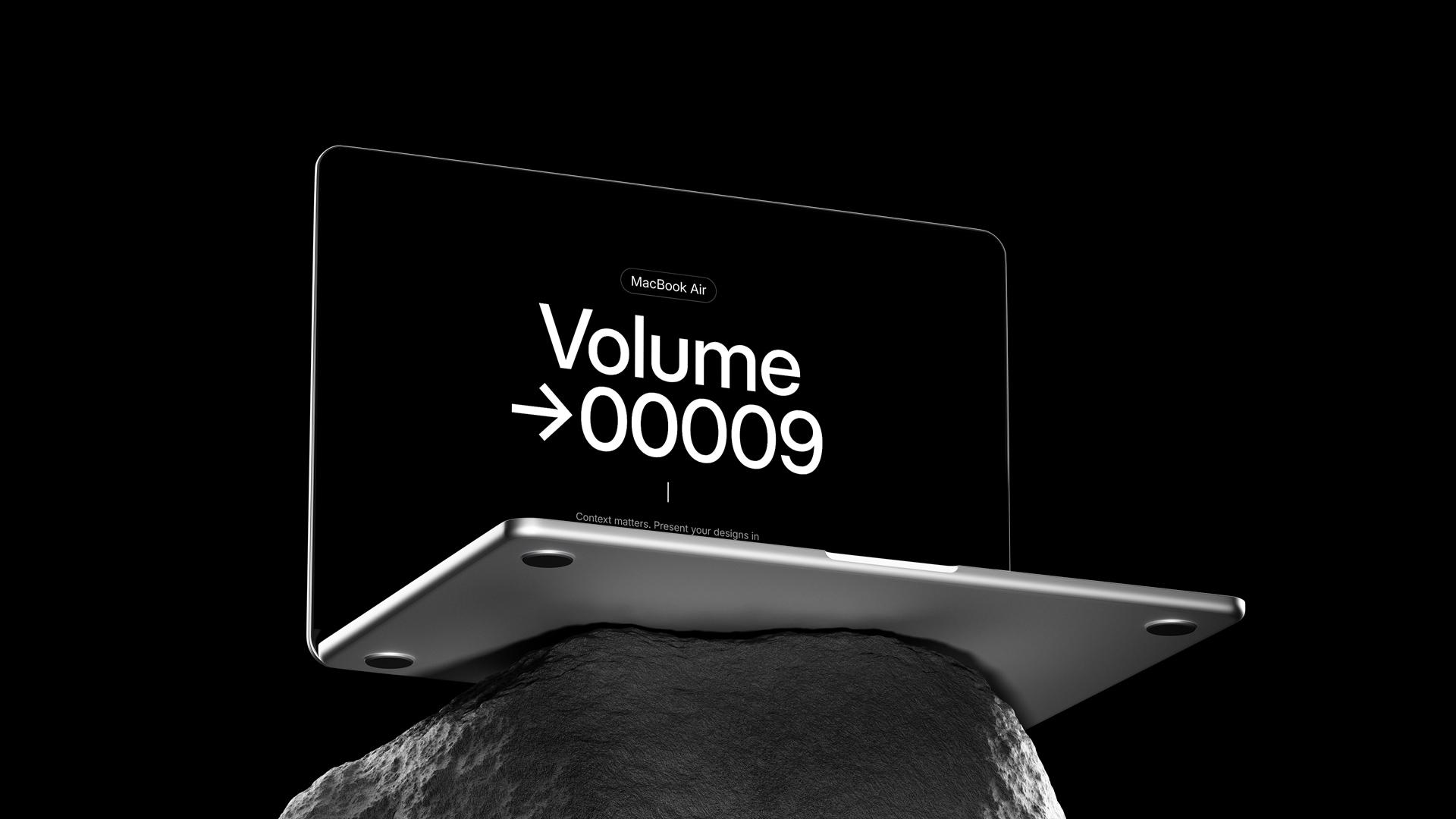 MacBook Air on Rocks Mockups scene 8