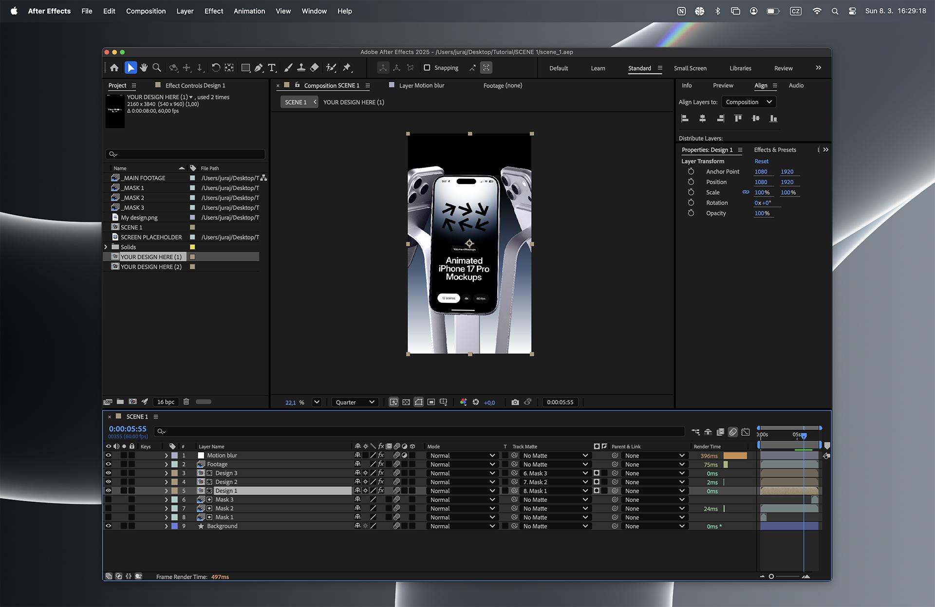 After Effects animated mockup project file